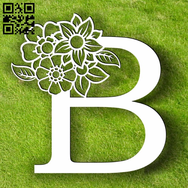 Letter B with flowers E0013750 file cdr and dxf free vector download for laser cut plasma