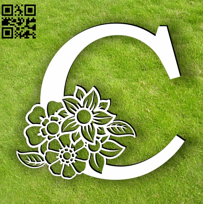 Letter C with flowers E0013751 file cdr and dxf free vector download for laser cut plasma