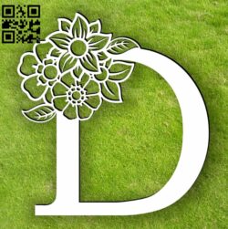 Letter D with flowers E0013752 file cdr and dxf free vector download for laser cut plasma