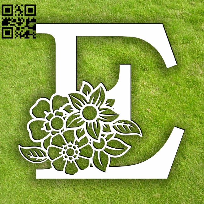 Letter E with flowers E0013753 file cdr and dxf free vector download for laser cut plasma
