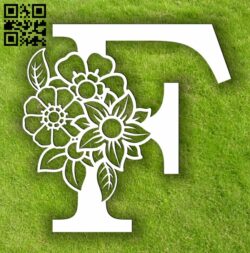 Letter F with flowers E0013897 file cdr and dxf free vector download for laser cut plasma