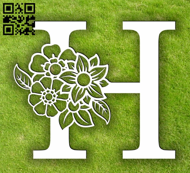 Letter H with flowers E0013899 file cdr and dxf free vector download for laser cut plasma