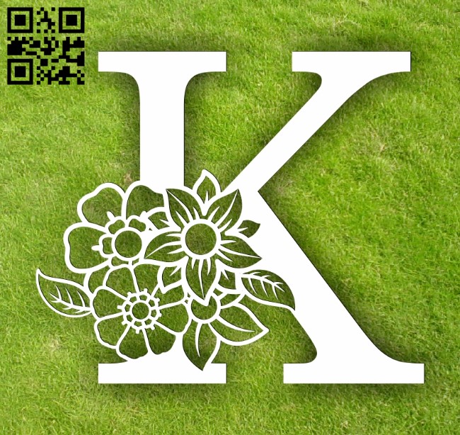 Letter K with flowers E0014067 file cdr and dxf free vector download for laser cut plasma