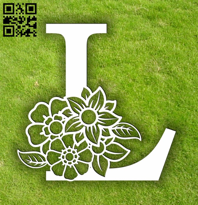 Letter L with flowers E0014068 file cdr and dxf free vector download for laser cut plasma