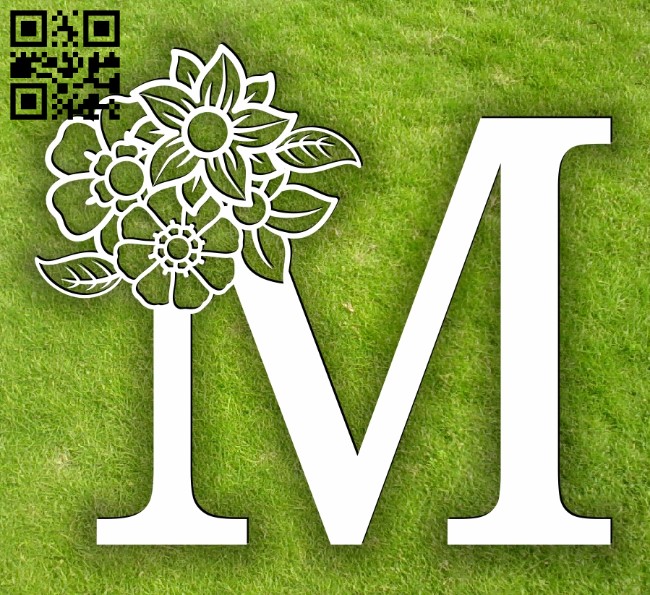 Letter M with flowers E0014069 file cdr and dxf free vector download for laser cut