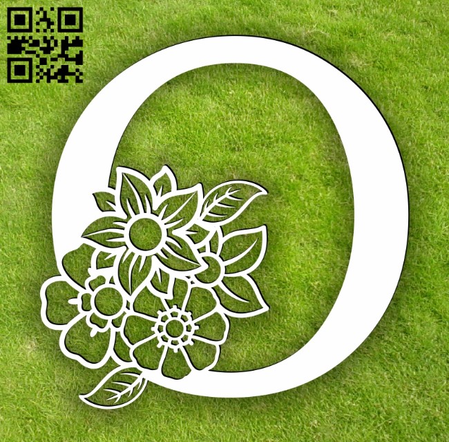 Letter O with flowers E0014071 file cdr and dxf free vector download for laser cut