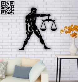 Libra zodiac E0013773 file cdr and dxf free vector download for laser cut plasma