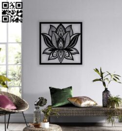 Lotus flower wall art E0013802 file cdr and dxf free vector download for laser cut plasma