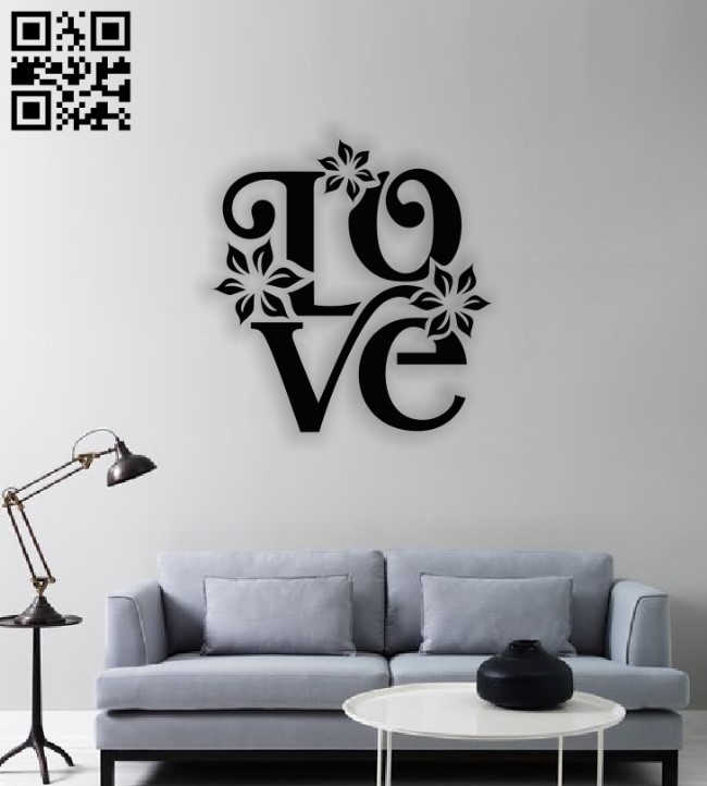 Love floral wall decor E0013801 file cdr and dxf free vector download for laser cut plasma