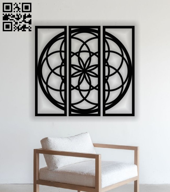 Mandala wall decor E0014000 file cdr and dxf free vector download for laser cut plasma