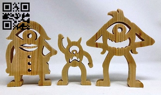 Monster family E0013990 file cdr and dxf free vector download for laser cut