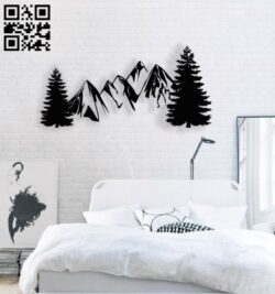 Mountain trees E0013858 file cdr and dxf free vector download for laser cut plasma