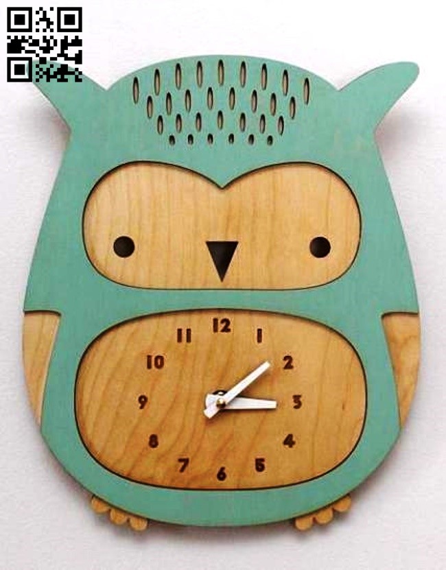 Owl clock E0013816 file cdr and dxf free vector download for laser cut