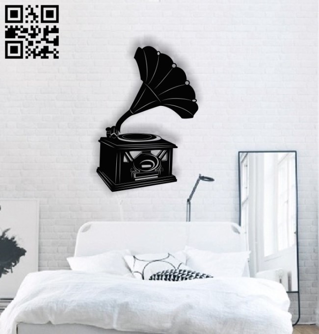 Phonograph wall decor E0013877 file cdr and dxf free vector download for laser cut plasma