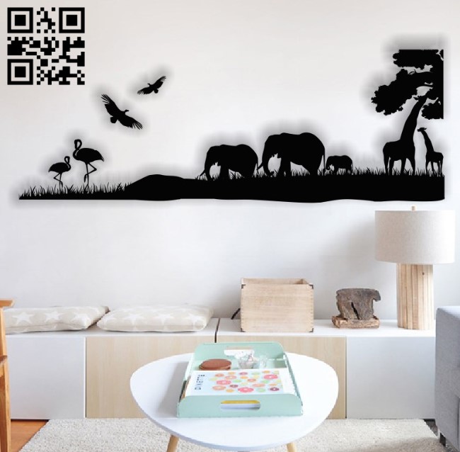 Safari Africa wall decor E0013875 file cdr and dxf free vector download for laser cut plasma