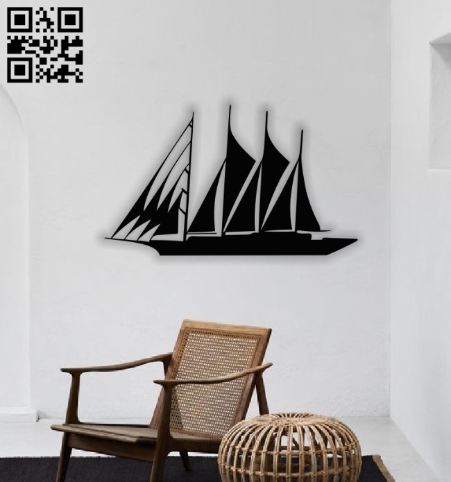 Sailboat wall decor E0013803 file cdr and dxf free vector download for laser cut plasma