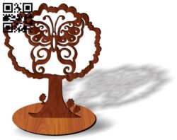 Tree with Butterfly E00137880 file cdr and dxf free vector download for laser cut plasma