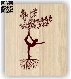 Tree with Yoga E0013954 file cdr and dxf free vector download for laser engraving machine