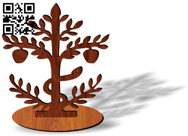 Tree with snacke E0013779 file cdr and dxf free vector download for laser cut plasma