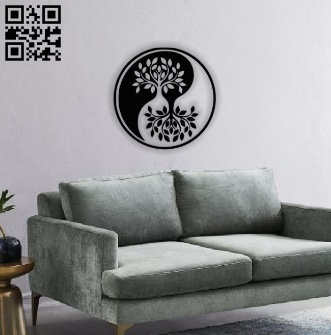 Tree ying yang E0013871 file cdr and dxf free vector download for laser cut plasma