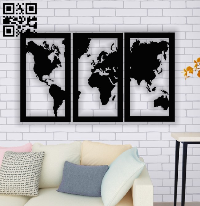 World map E0013882 file cdr and dxf free vector download for laser cut plasma