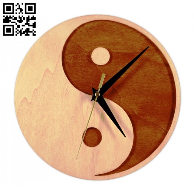 Yin and Yang clock E0013767 file cdr and dxf free vector download for laser cut