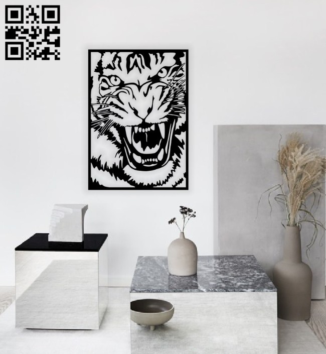 Angry tiger wall decor E0014406 file cdr and dxf free vector download for laser cut plasma
