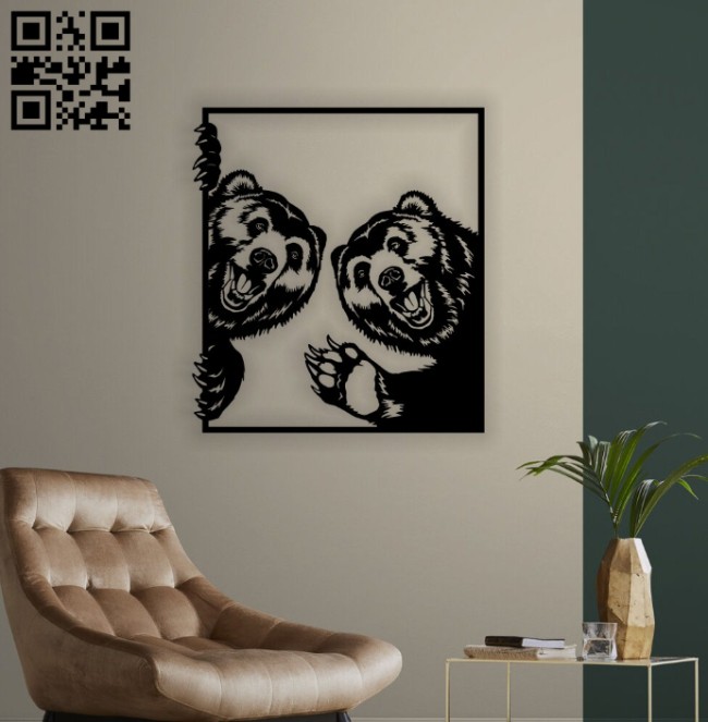 Bears wall decor E0014337 file cdr and dxf free vector download for laser cut plasma