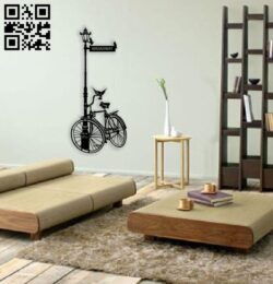 Bicycle wall decor E0014419 file cdr and dxf free vector download for laser cut plasma