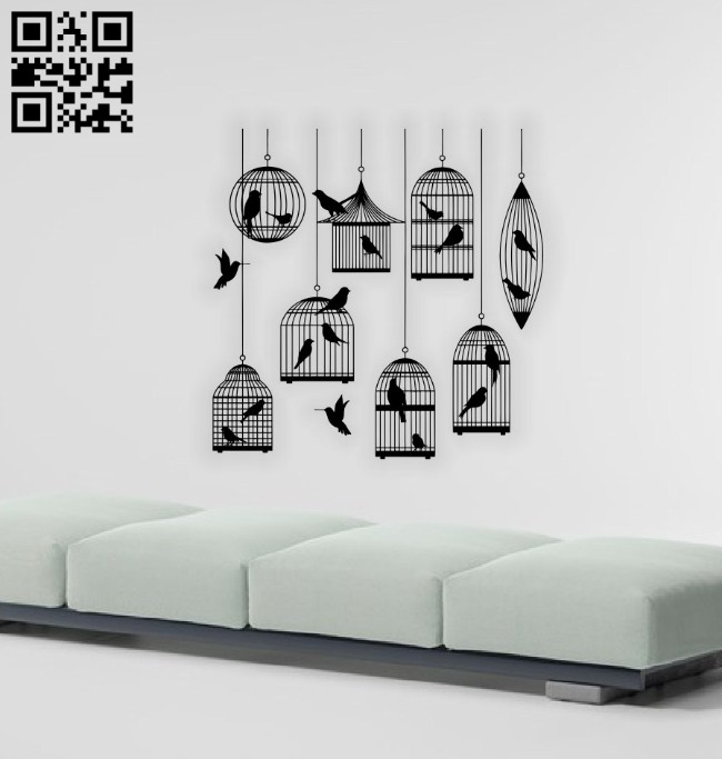 Birds in the cage E0014384 file cdr and dxf free vector download for laser cut plasma