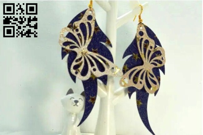Butterfly earrings E0014222 file cdr and dxf free vector download for laser cut