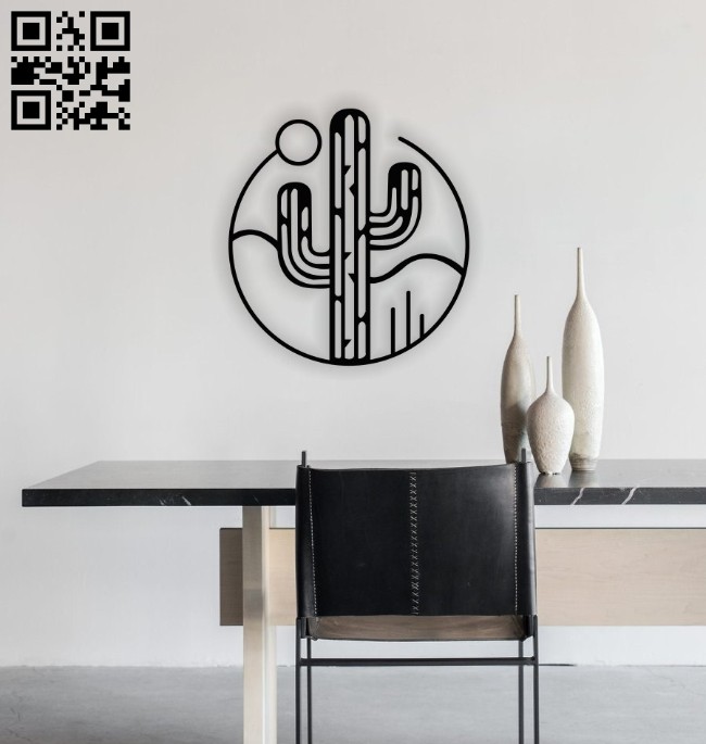 Cactus in the desert wall decor E0014422 file cdr and dxf free vector download for laser cut plasma