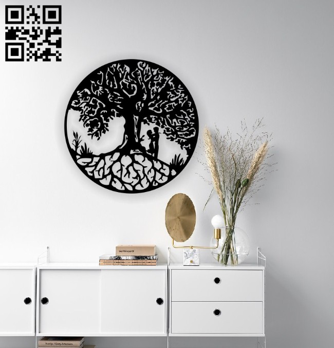 Couple under tree wall decor E0014404 file cdr and dxf free vector download for laser cut plasma