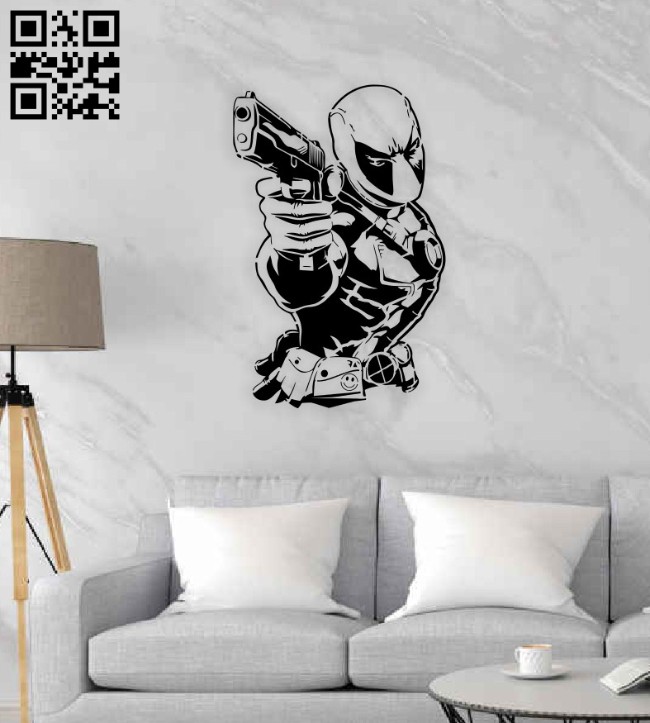 Deadpool wall decor E0014381 file cdr and dxf free vector download for laser cut plasma