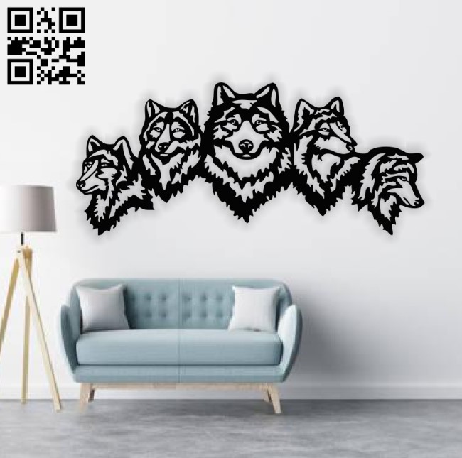 Five wolves E0014139 file cdr and dxf free vector download for laser cut plasma