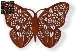 Flower butterfly E0014189 file cdr and dxf free vector download for laser cut