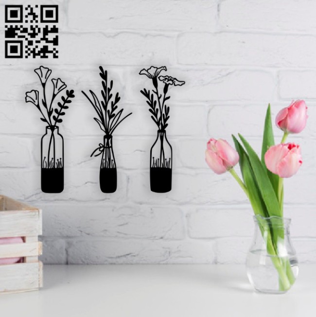 Flowers wall decor E0014321 file cdr and dxf free vector download for laser cut plasma 5 Flowers wall decor E0014321 file cdr and dxf free vector download for laser cut plasma