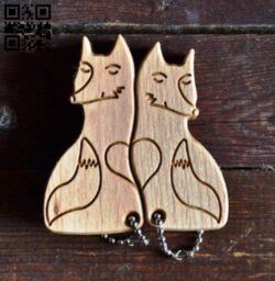 Foxes keychain E0014147 file cdr and dxf free vector download for laser cut