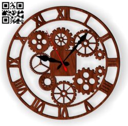 Gear clock E0014076 file cdr and dxf free vector download for laser cut