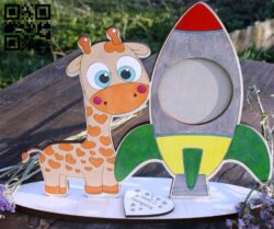 Giraffe photo frame E0014408 file cdr and dxf free vector download for laser cut