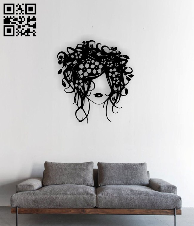Girl with flowers in hair E0014276 file cdr and dxf free vector download for laser cut plasma
