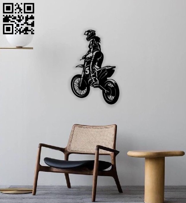 Girl with motorcycle E0014191 file cdr and dxf free vector download for laser cut plasma