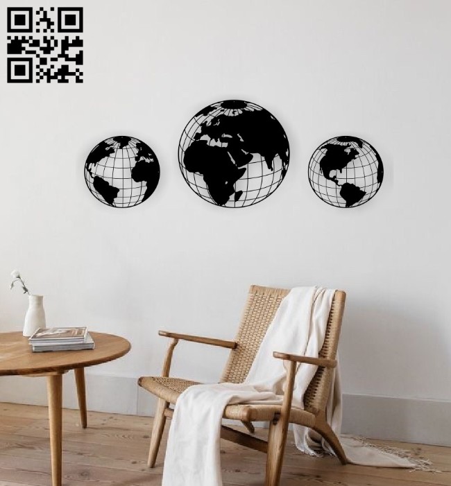 Globe wall decor E0014324 file cdr and dxf free vector download for laser cut plasma