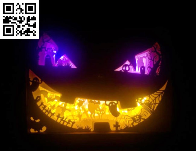 Halloween light box E0014150 file cdr and dxf free vector download for laser cut