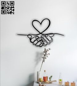 Hands with heart wall decor E0014201 file cdr and dxf free vector download for laser cut plasma