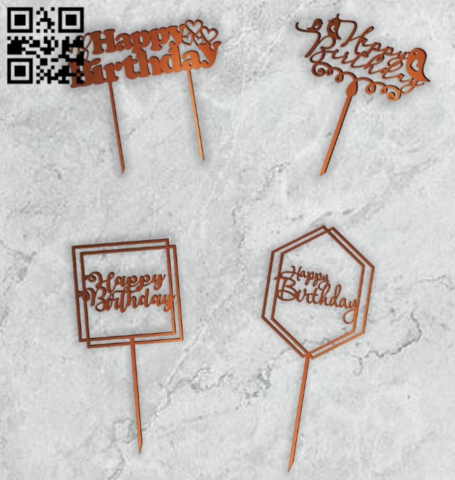 Happy birthday topper E0014360 file cdr and dxf free vector download for laser cut plasma