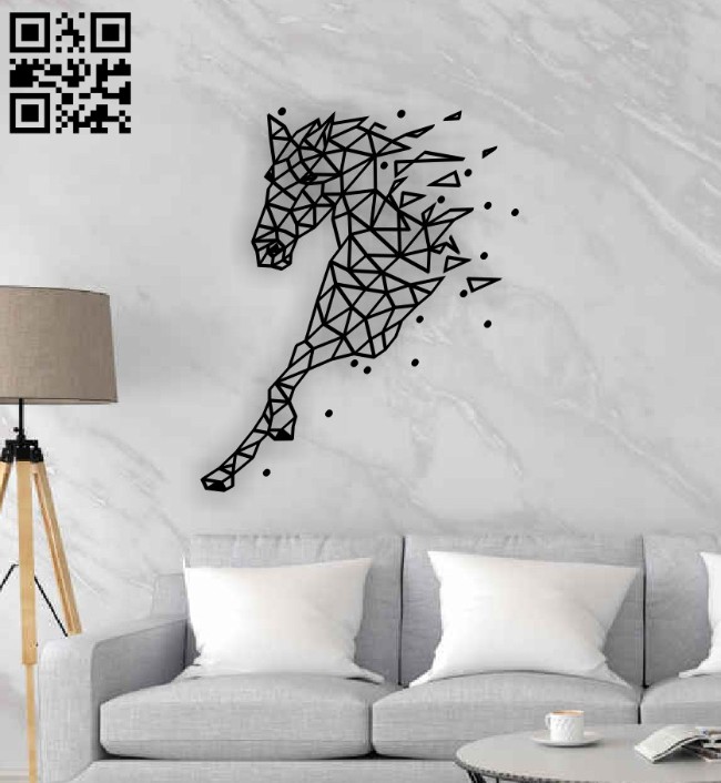Horse wall decor E0014255 file cdr and dxf free vector download for laser cut