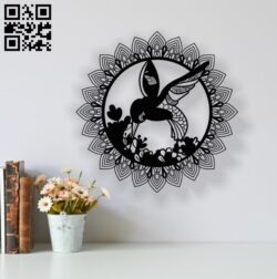 Humming bird with Mandala E0014090 file cdr and dxf free vector download for laser cut plasma
