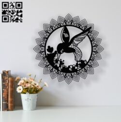 Humming bird with Mandala E0014090 file cdr and dxf free vector download for laser cut plasma