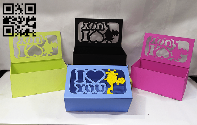I love you box E0014254 file cdr and dxf free vector download for laser cut